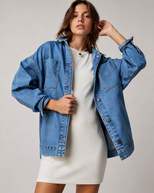 Women's Washed Denim Oversized Jacket