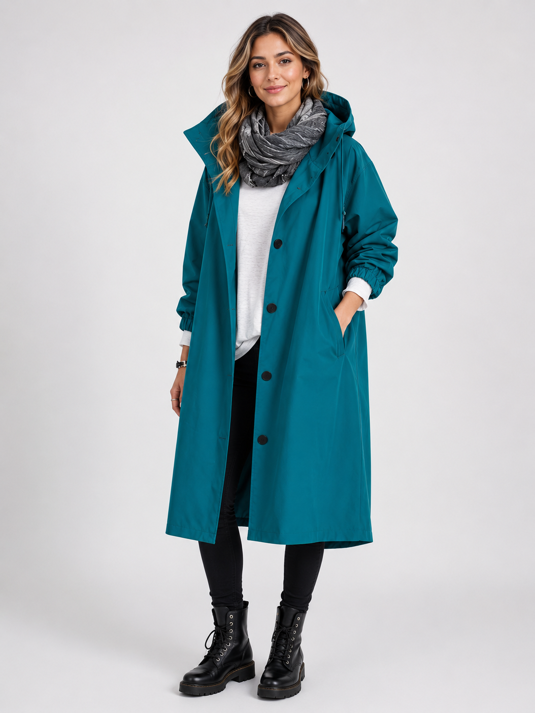 Women's Waterproof Lightweight Rain Jacket with Adjustable Hood