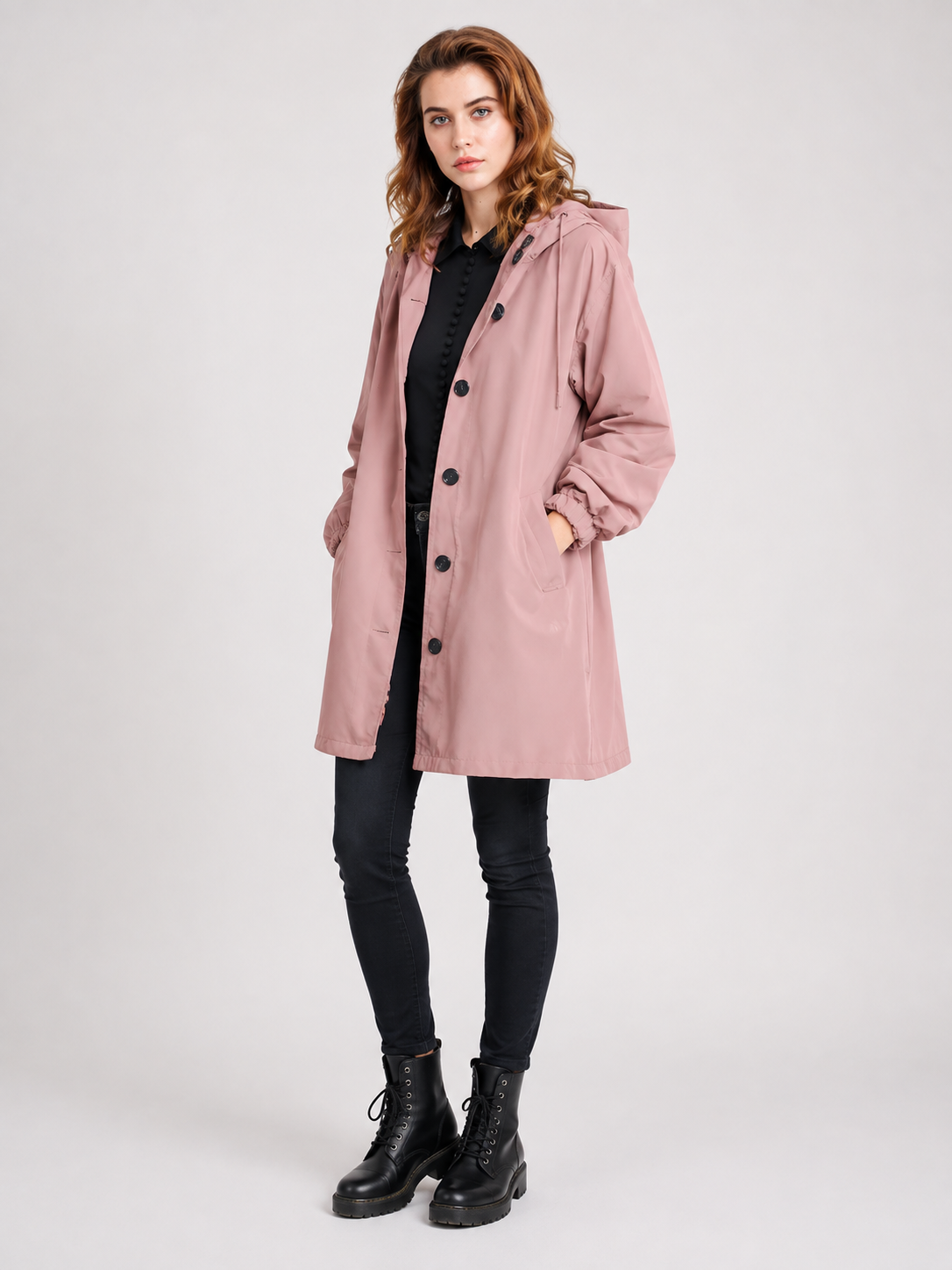 Women's Waterproof Lightweight Rain Jacket with Adjustable Hood