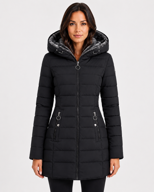 Women's Waterproof Longline Winter Jacket with Hood