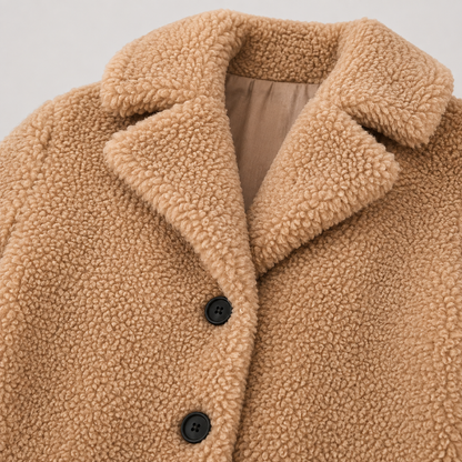 Women's Winter Plush Trench Coat Warm Polyester Overcoat