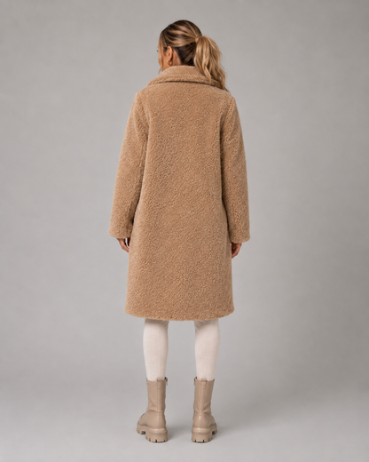 Women's Winter Plush Trench Coat Warm Polyester Overcoat